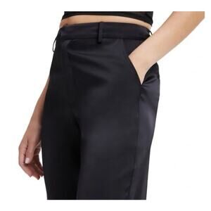 Good American Satin Trousers Black Pants Straight Leg Womens 4